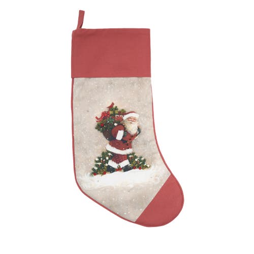 C & F Home C&f Home Woodland Santa Stocking In Red