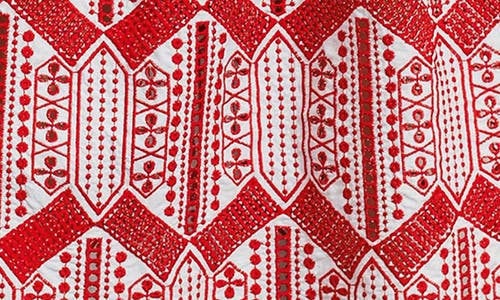Ciebon Ninita Embroidered Cotton Blend Midi Dress In Red