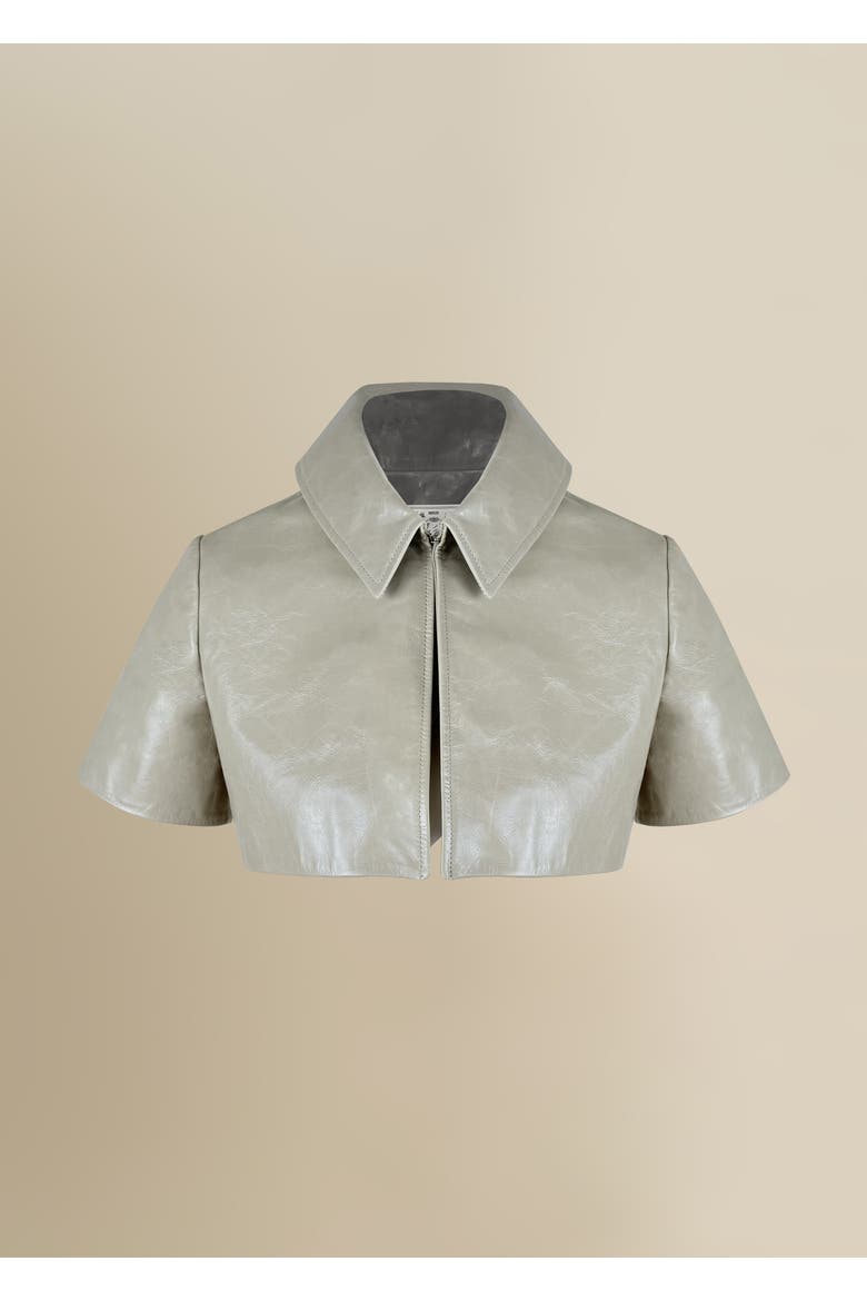 Circe Shiny Leather Cropped Bolero, Main, color, Sage