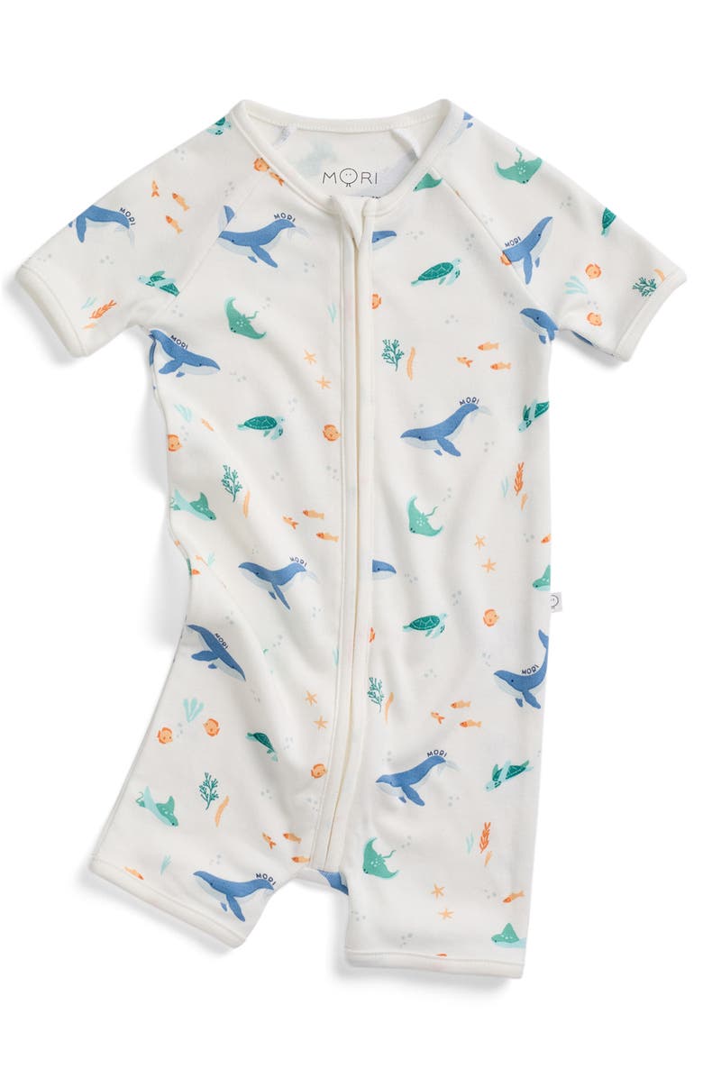 MORI Printed Ribbed Summer Zip-Up Sleepsuit, Main, color,