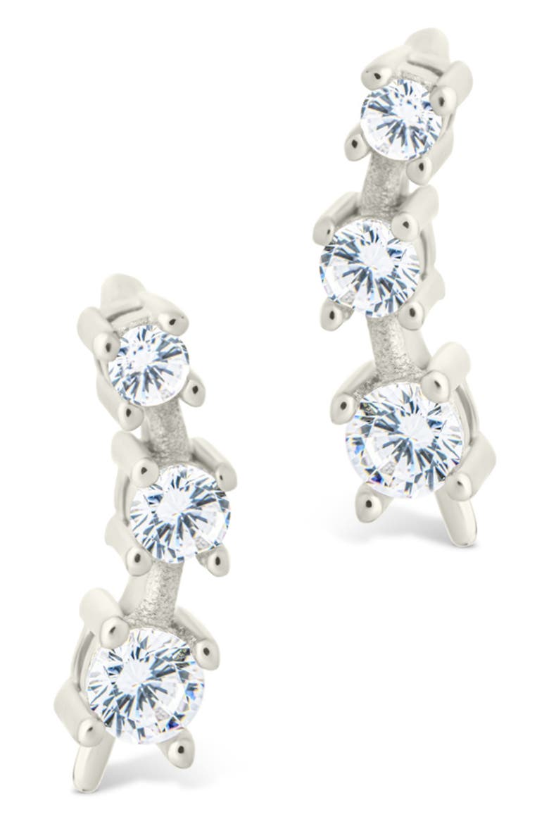 Cubic Zirconia Mini Ear Crawlers, Alternate, color, SILVER
