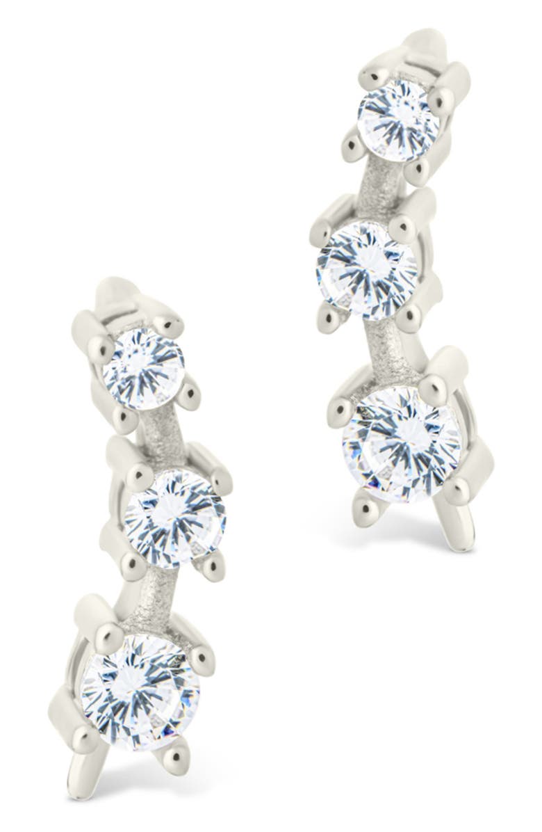Sterling Forever Cubic Zirconia Mini Ear Crawlers, Alternate, color, Silver