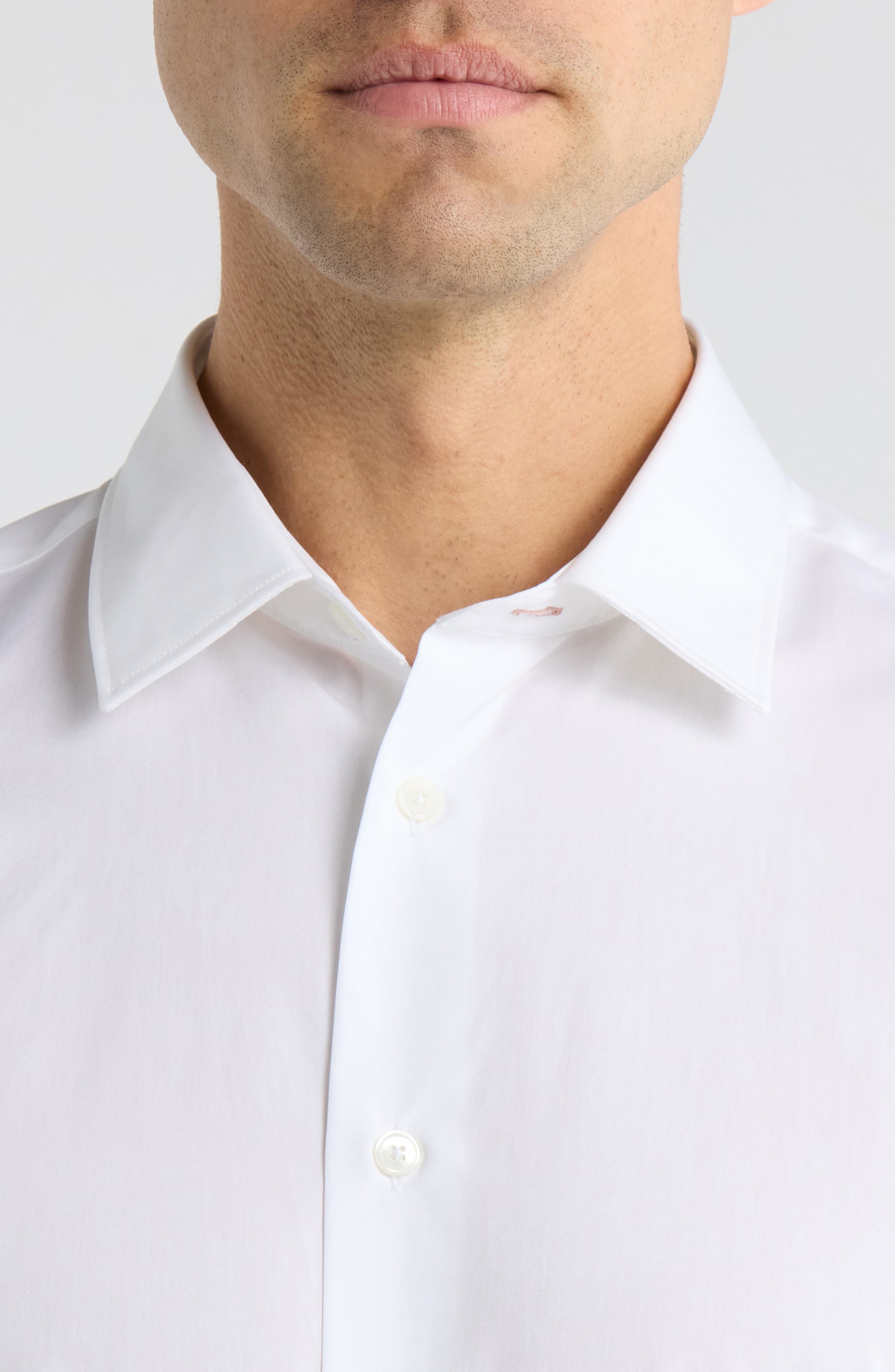 Tailored Fit Solid Cotton Dress Shirt - image 2