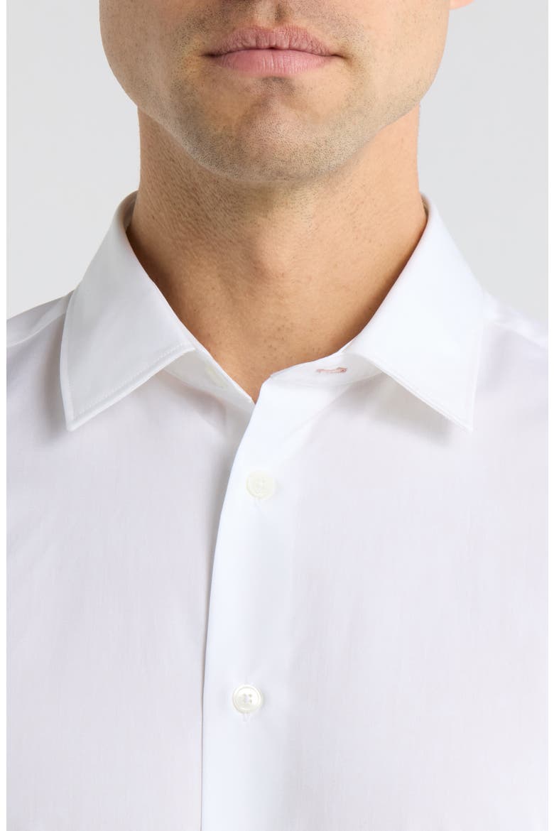 Tailored Fit Solid Cotton Dress Shirt, Alternate, color, WHITE