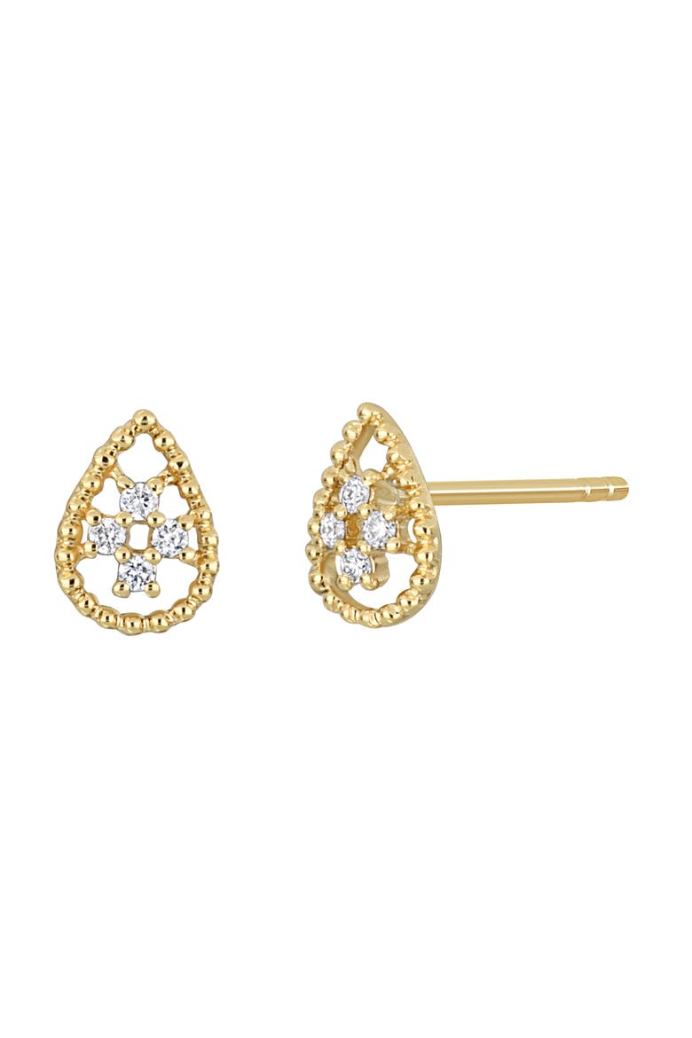 Mykonos Diamond Teardrop Stud Earrings, Main, color, 18K YELLOW GOLD