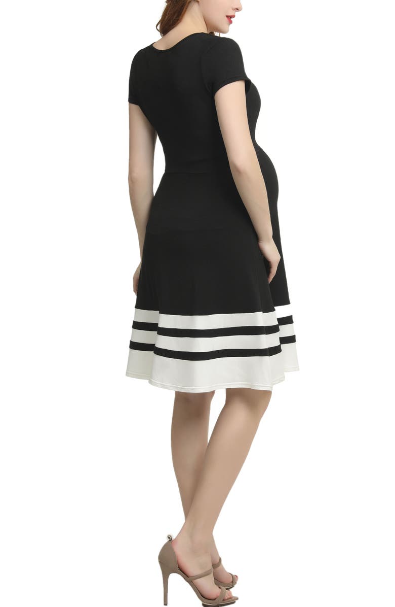 Kimi & Kai Theresa Colorblock Maternity Skater Dress, Alternate, color, 