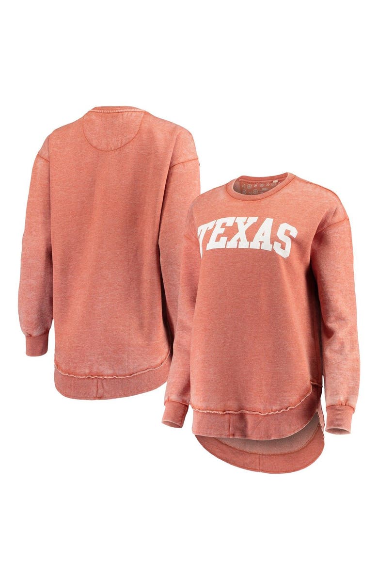 PRESSBOX Women's Pressbox Burnt Orange Texas Longhorns Vintage Wash Pullover Sweatshirt, Main, color, Burnt Orange