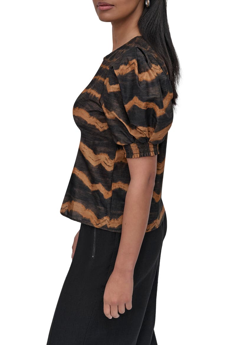 Abstract Print Puff Sleeve Voile Top, Alternate, color, WAVY