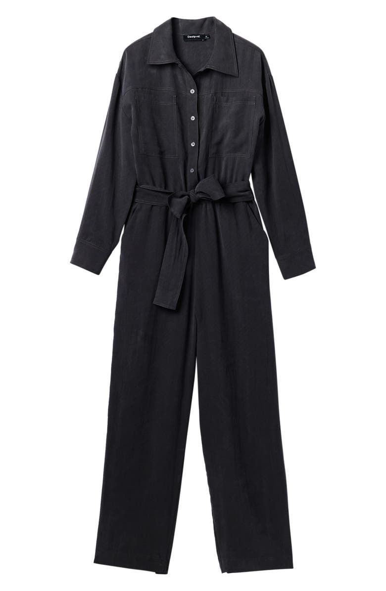 Desigual Carry Tie Waist Long Sleeve Boilersuit, Alternate, color, 