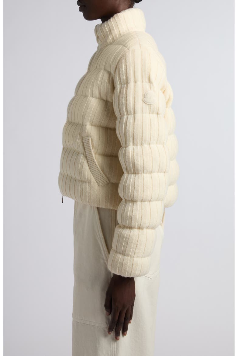 Rib Quilted Wool & Cashmere Down Puffer Cardigan, Alternate, color, WHITE