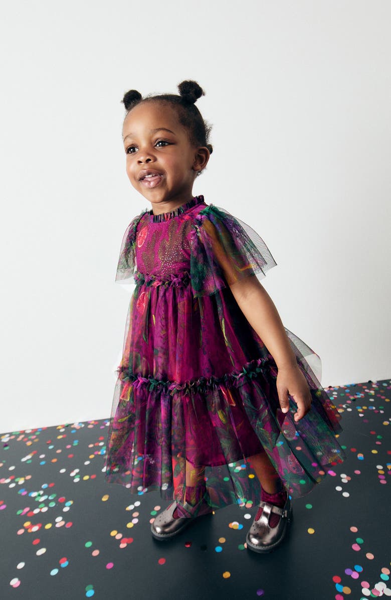 NEXT Kids' Fruit Print Tiered Tulle Party Dress, Alternate, color, 