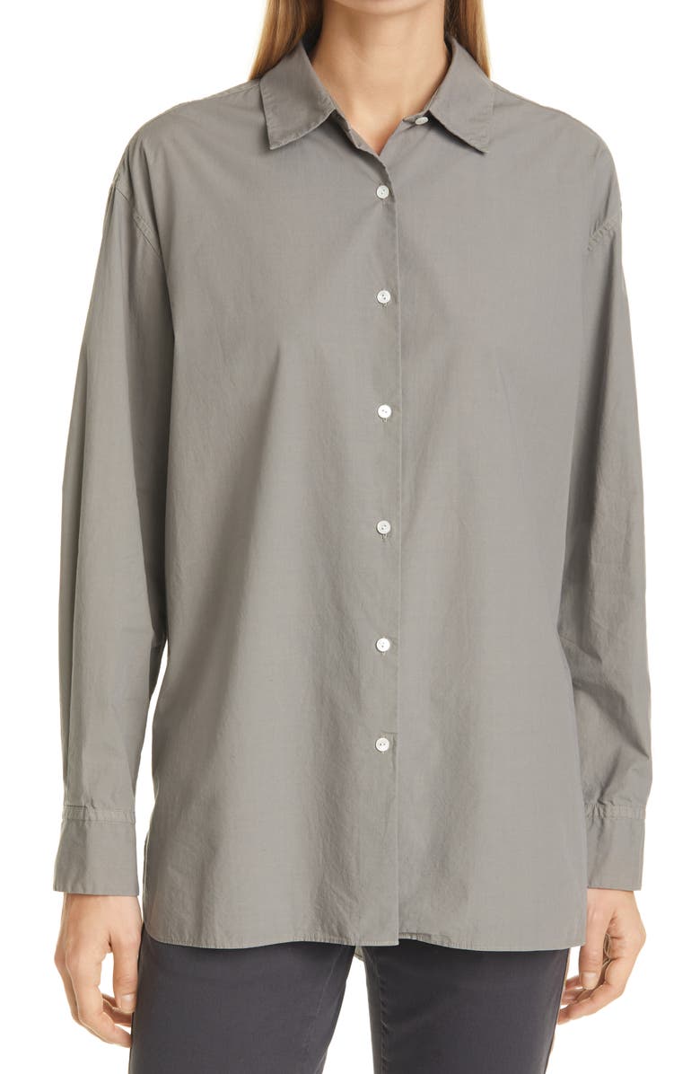 Nili Lotan Women's Yorke High/Low Poplin Shirt, Main, color,