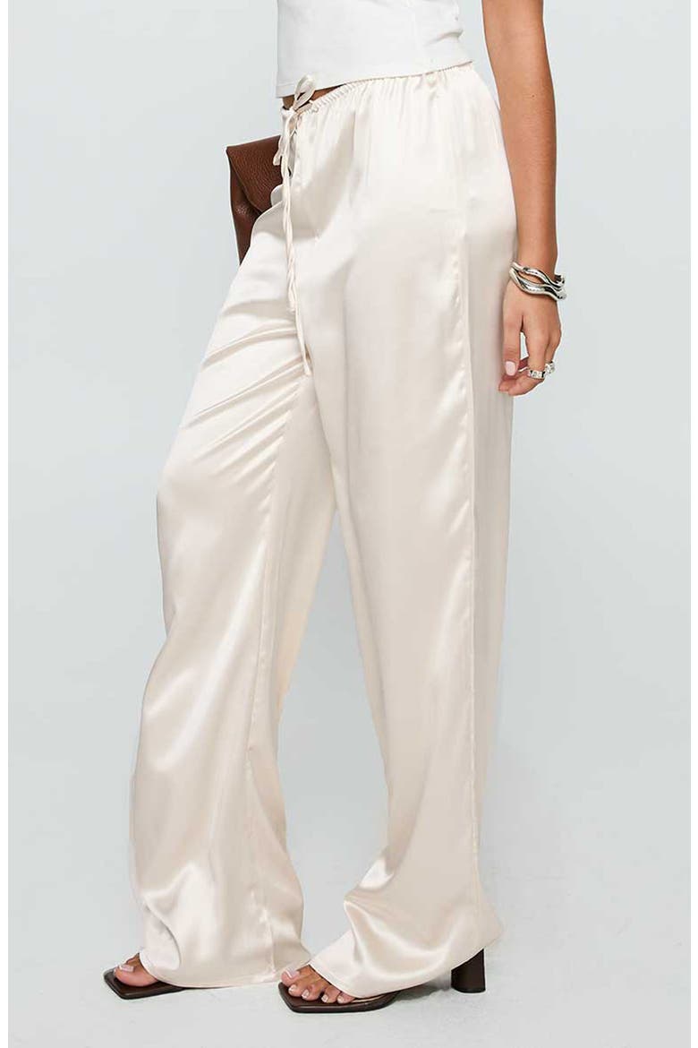 Soul Star Satin Drawstring Wide Leg Pants, Alternate, color, CHAMPAGNE