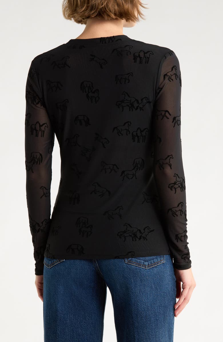 DR2 by Daniel Rainn Mock Neck Flock Top, Alternate, color, Black