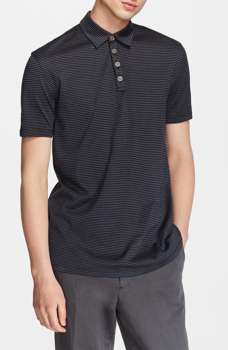John Varvatos Hampton Slim Fit Silk & Cotton Polo, Main, color, 