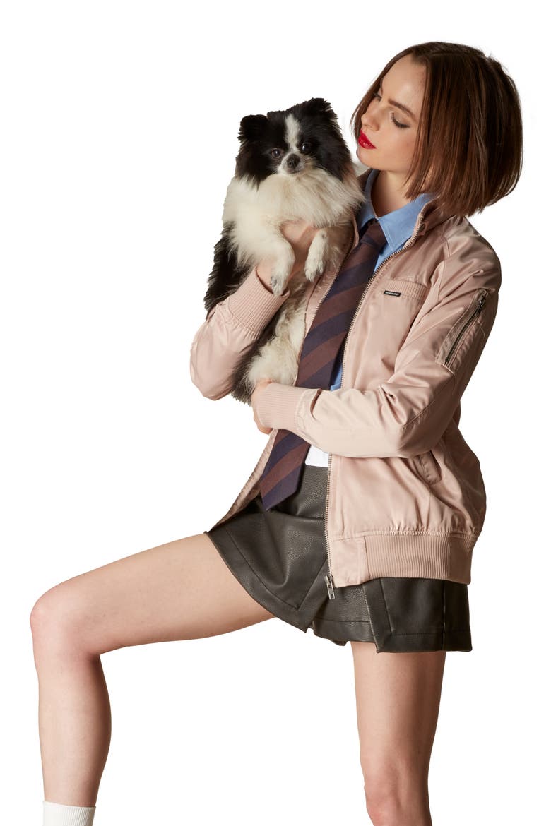 Women's Satin Bomber Jacket, Alternate, color, BRUSH