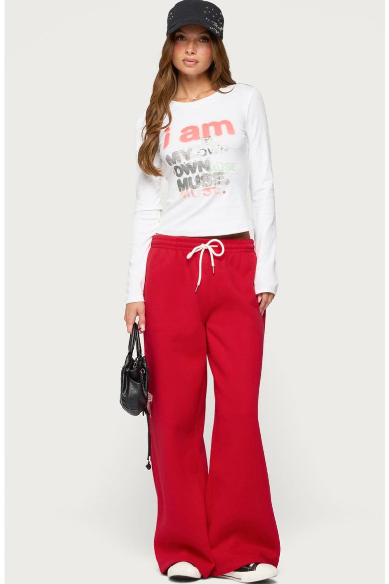 Kamari Low Rise Wide Leg Sweatpants, Alternate, color, RED
