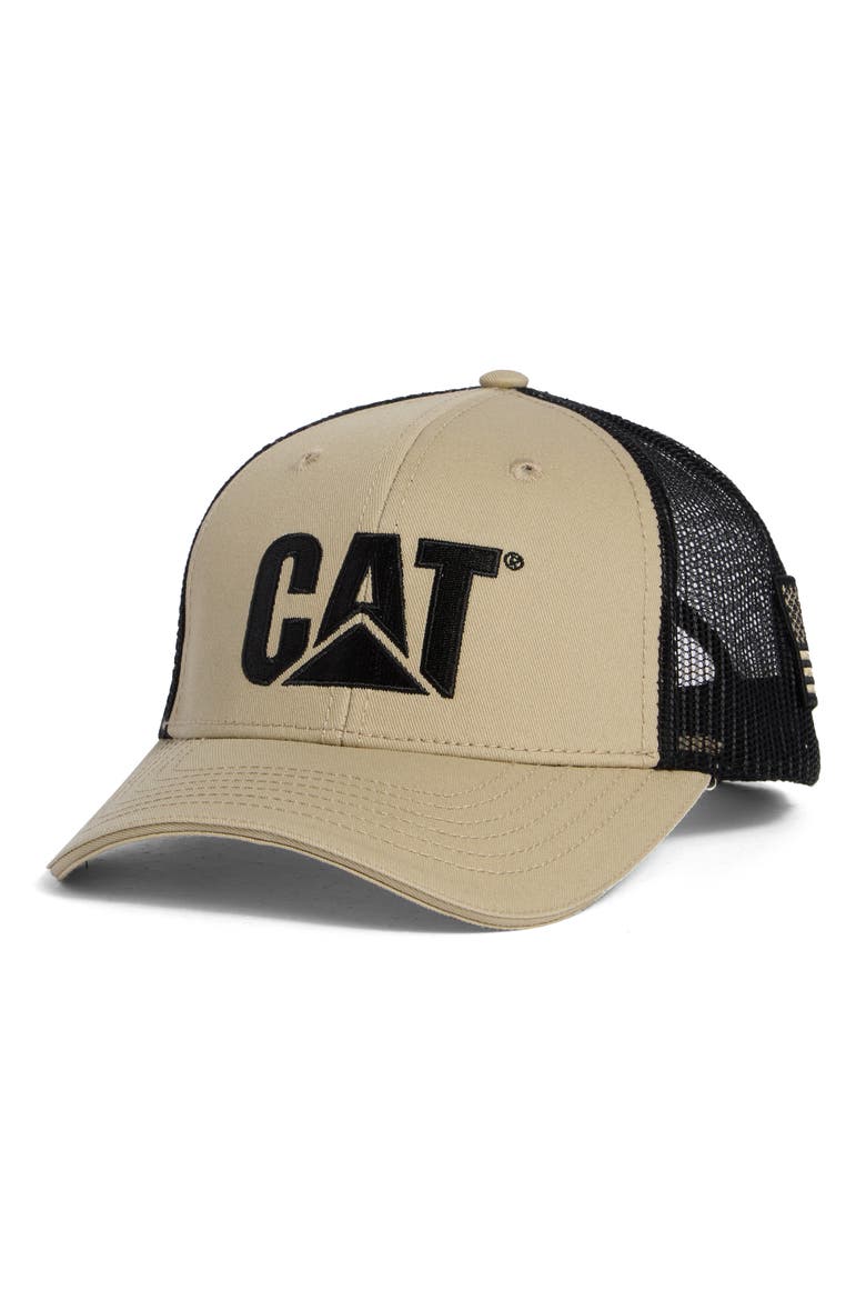 Logo Embroidered Trucker Hat, Main, color, KHAKI