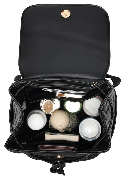 Elle Compass 10l Vegan Leather Monogram Mini Backpack In Black