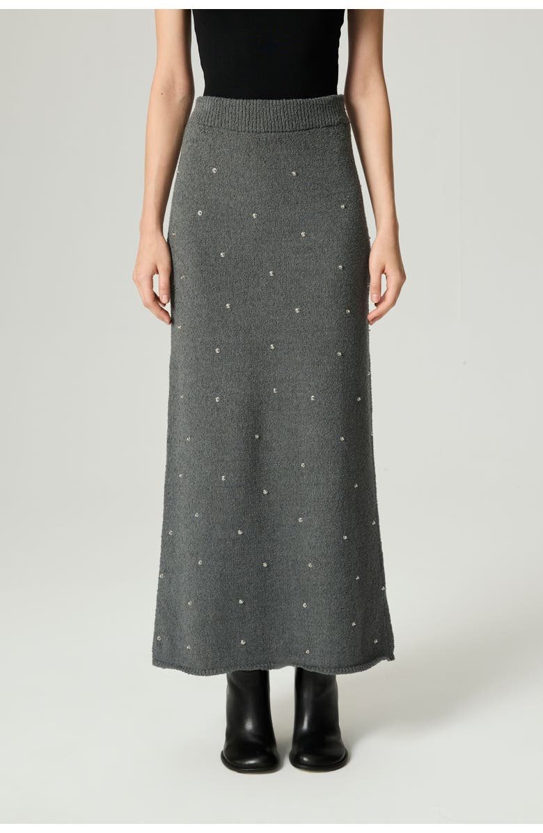 Nocturne Embellished Ribbed Knit Maxi Skirt, Alternate, color, Anthracite