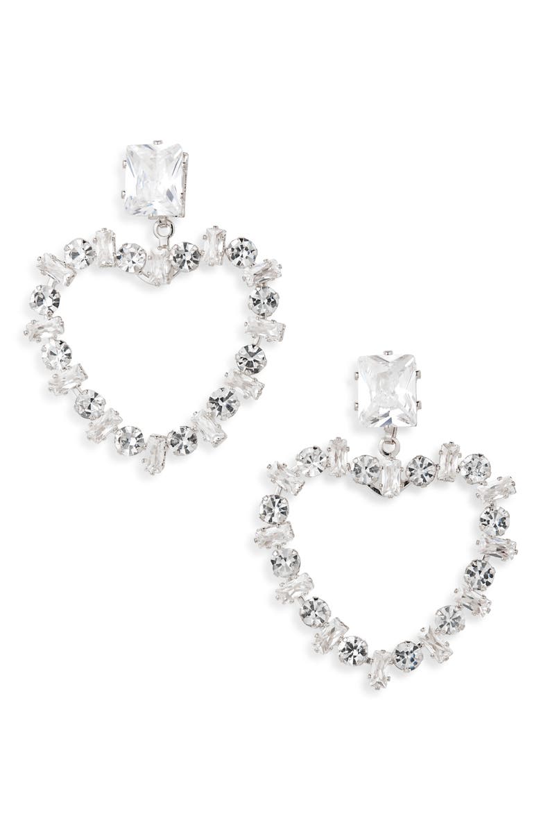 Tasha Cubic Zirconia & Crystal Heart Drop Earrings, Main, color,