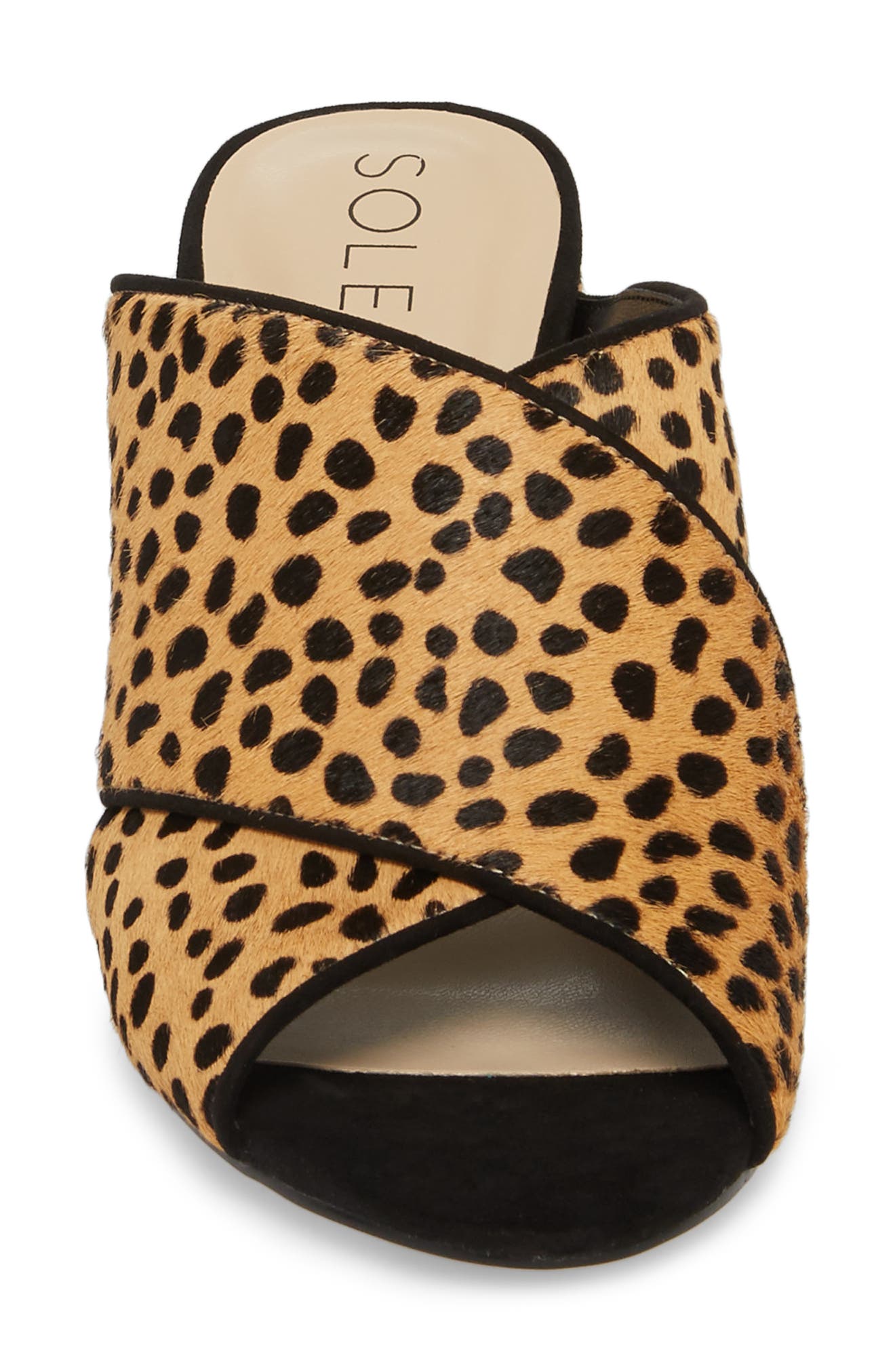 Luella Genuine Calf Hair Slide, Alternate, color, CHEETAH DOT HAIRCALF