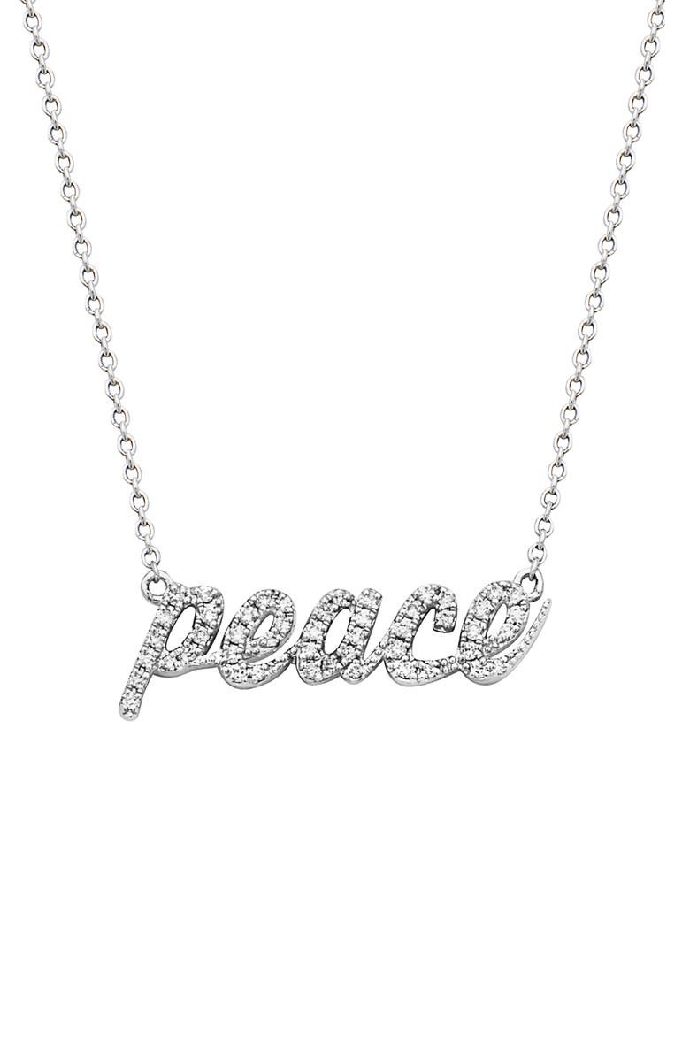 EFFY Sterling Silver & Diamond 'Peace' Necklace - 0.16 ctw, Main, color, 