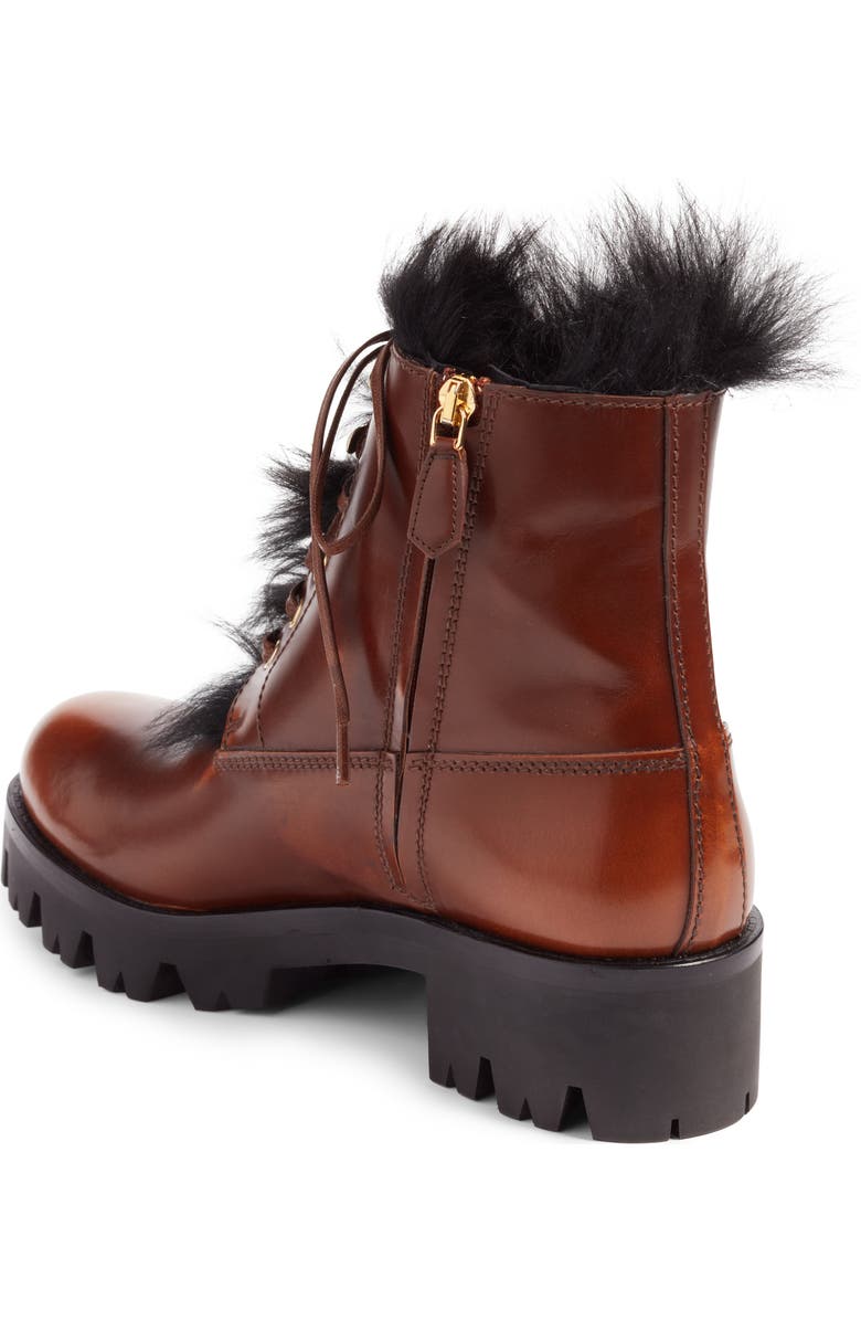 Prada Calfskin Boot with Genuine Shearling Trim, Alternate, color,
