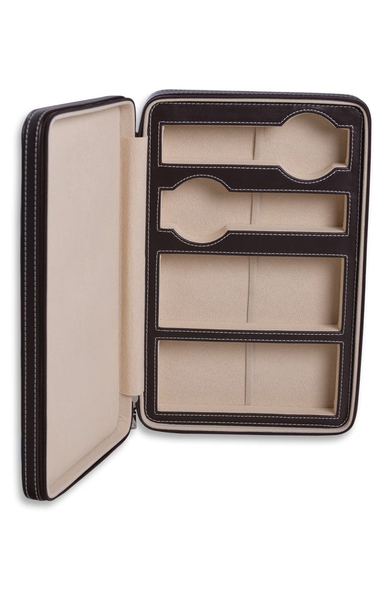 Bey-Berk Leather Watch & Glasses Case, Alternate, color, Brown