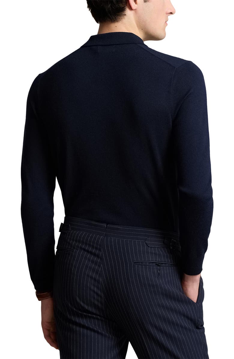 Polo Ralph Lauren Long Sleeve Wool Polo Sweater, Alternate, color, Hunter Navy