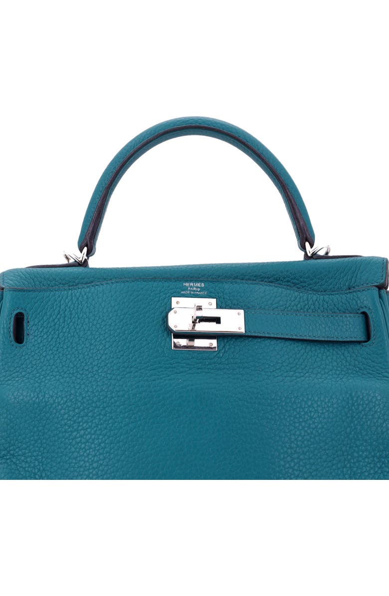 Pre-Owned Hermes Kelly Handbag Blue Clemence with Palladium Hardware 28, Alternate, color, Bleu Izmir