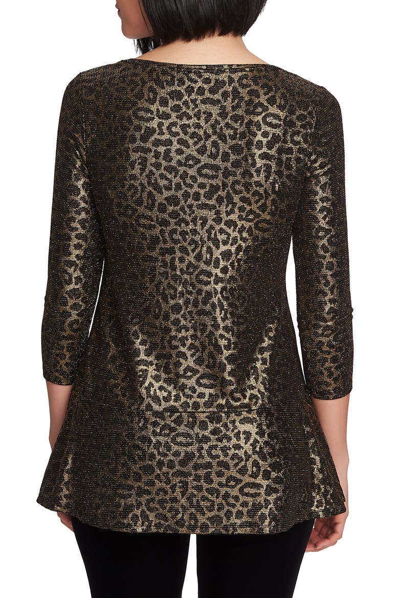 Zip Shoulder Metallic Knit Top, Alternate, color, RICH BLACK