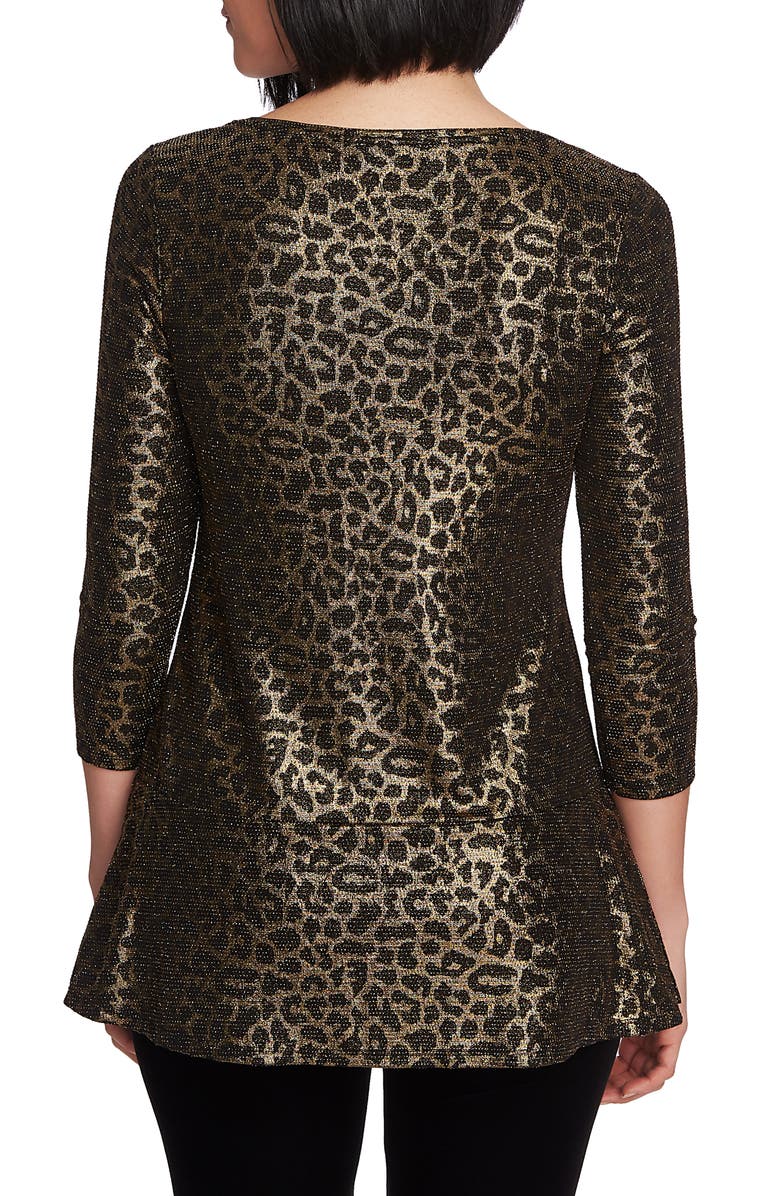 Chaus Zip Shoulder Metallic Knit Top, Alternate, color, Rich Black