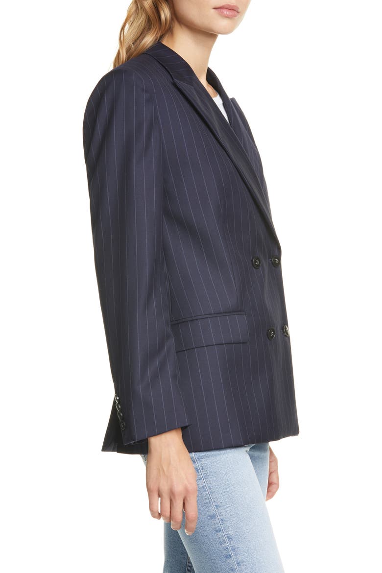 '70s Pinstripe Double Breasted Wool Blazer, Alternate, color, NAVY PINSTRIPE