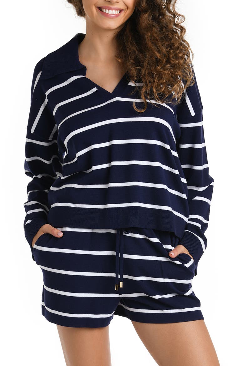 Yacht Stripe Cover-Up Top, Main, color, INDIGO