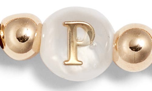 Nashelle Mother Of Pearl Initial Beaded Bracelet In Gold Fill P