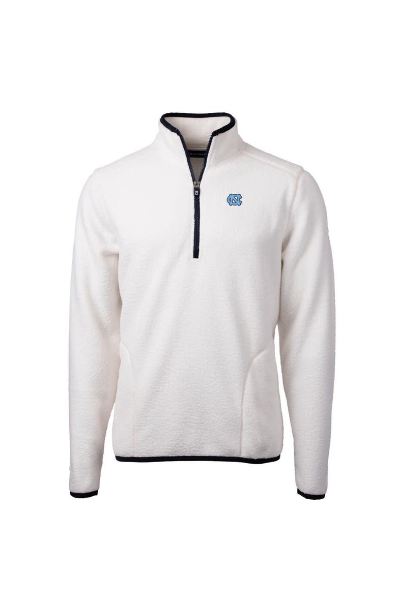 Cutter & Buck Men's Cutter & Buck Cream North Carolina Tar Heels Team Logo Cascade Eco Sherpa Fleece Quarter-Zip Pullover Jacket, Main, color, Cream