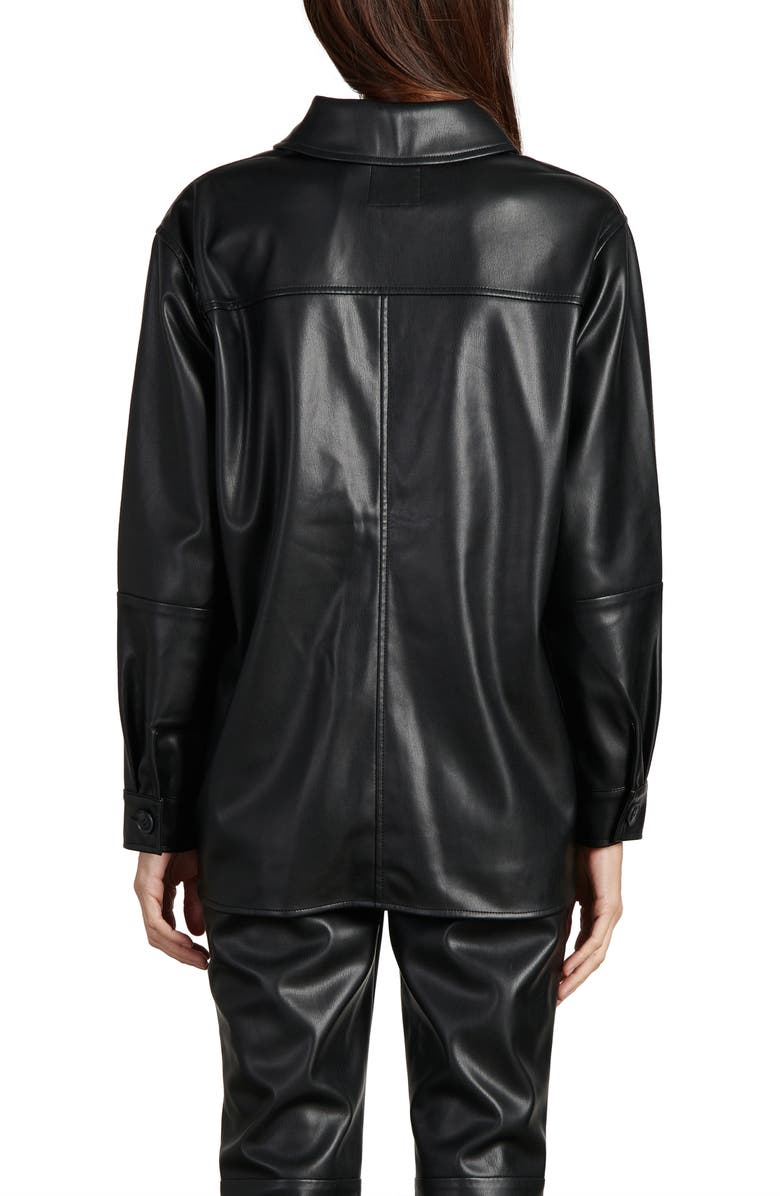 Sanctuary Water Resistant Faux Leather Shirt Jacket, Alternate, color,