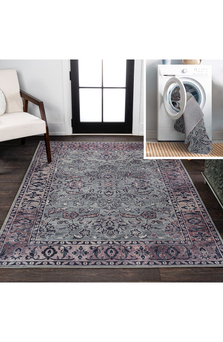 JONATHAN Y Victoria Ornate Persian All-Over Machine-Washable Area Rug, Main, color, Purple/Gray