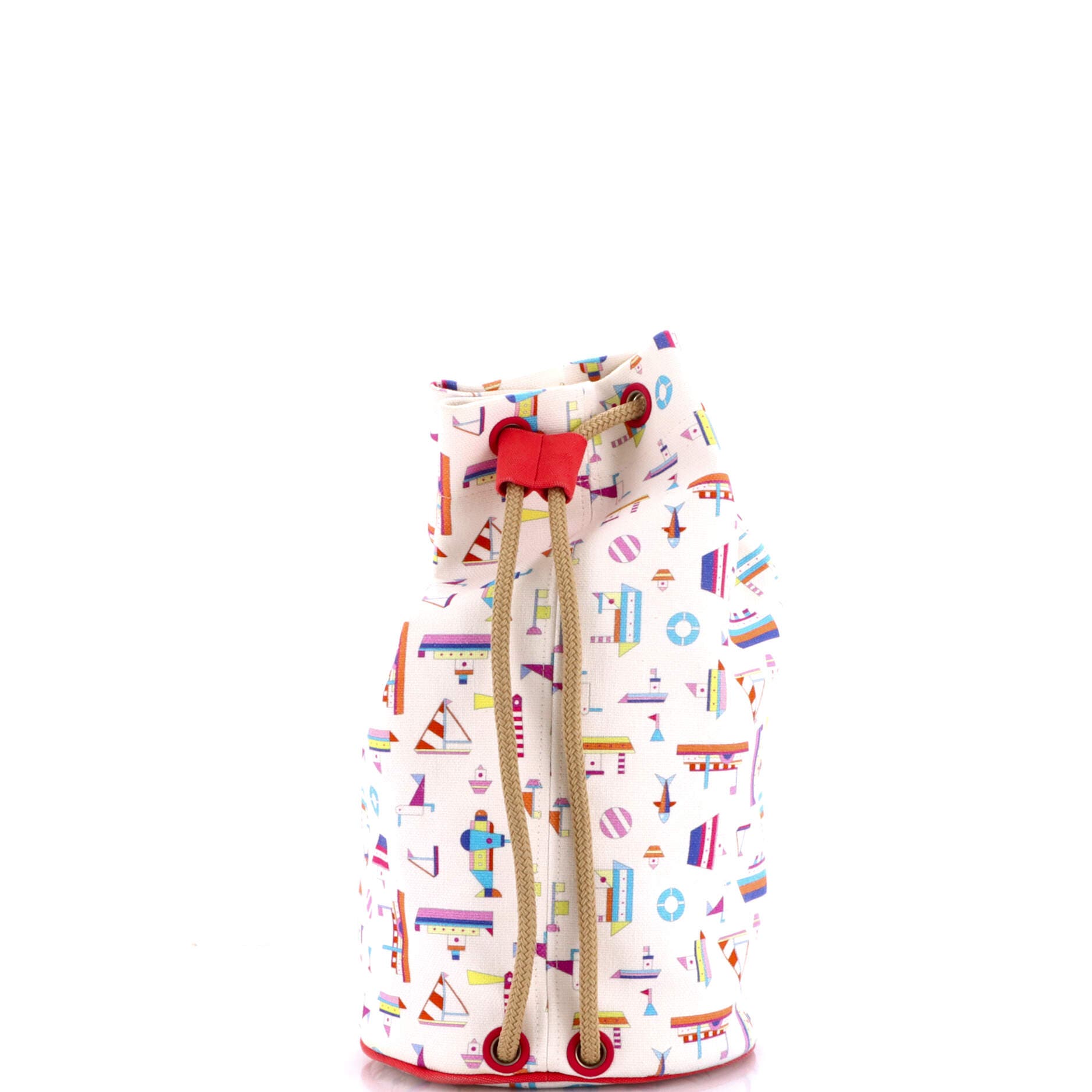 Pre-Owned Hermes Petit Chalutier Duffle Bag Printed Canvas, Alternate, color, 