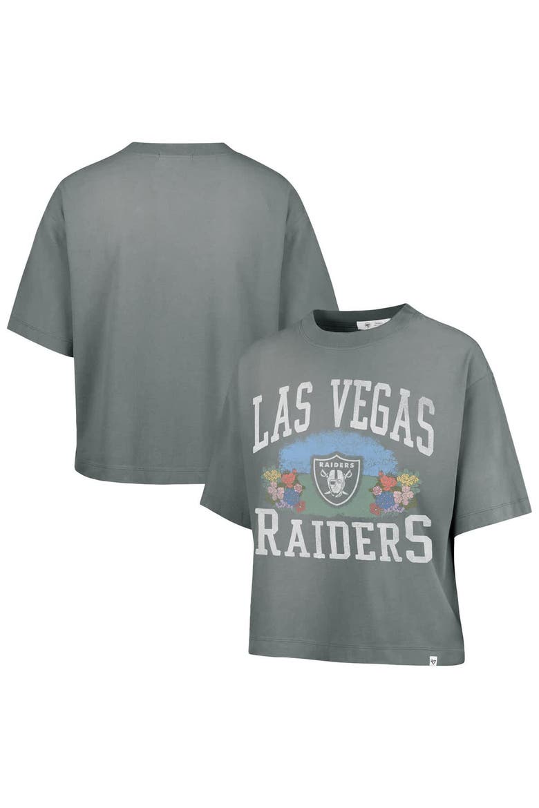 Women's '47  Gray Las Vegas Raiders Florentina Montauk Cropped T-Shirt, Main, color, Gray