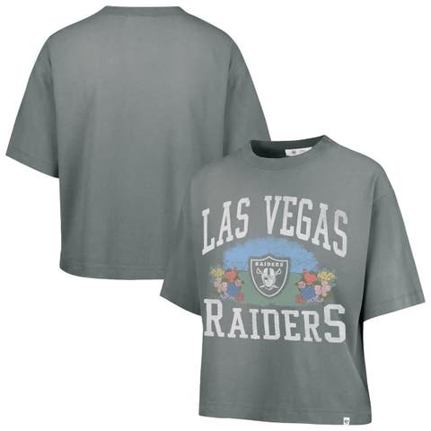 Women's '47  Gray Las Vegas Raiders Florentina Montauk Cropped T-Shirt