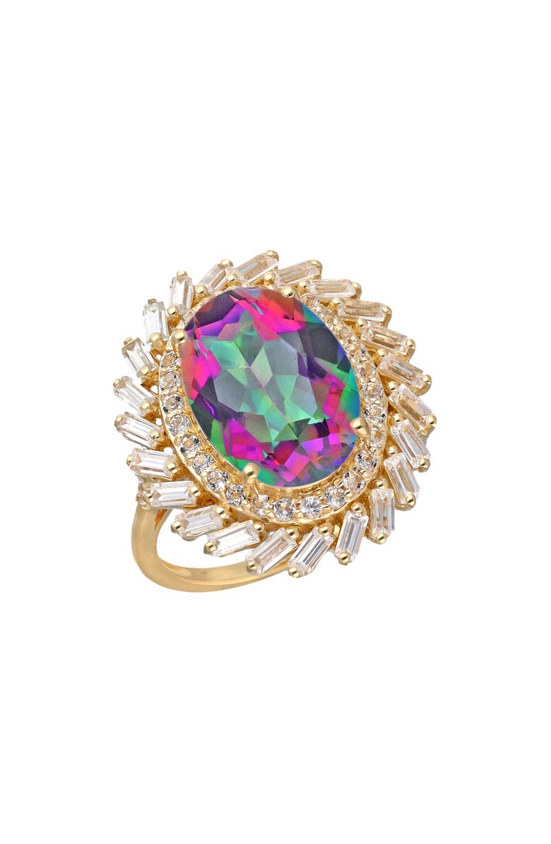 YS GEMS Rainbow Quartz Double Halo Cocktail Ring, Main, color, Rainbow Multi