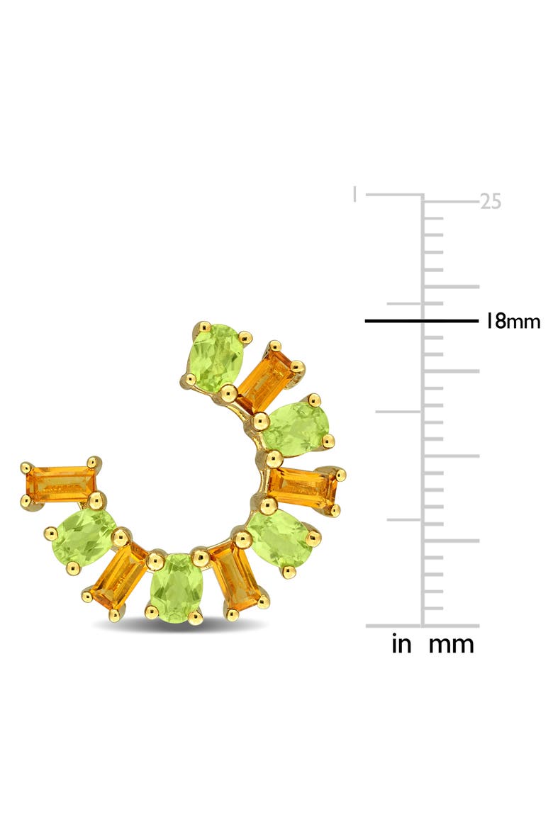 Gemstone Half Circle Stud Earrings Plated-Silver, Alternate, color, Citrine/Yellow-Plated Silver