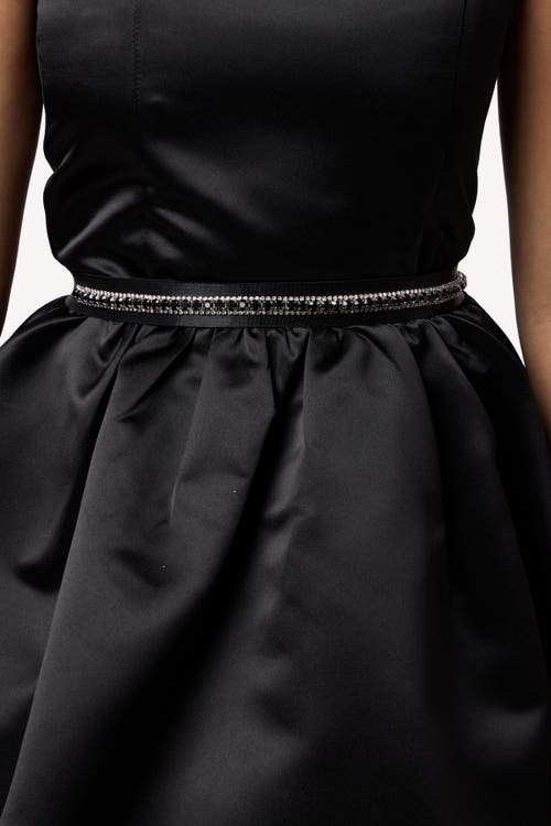 Un Deux Trois Stretchy Satin Rhinestone Belt In Black