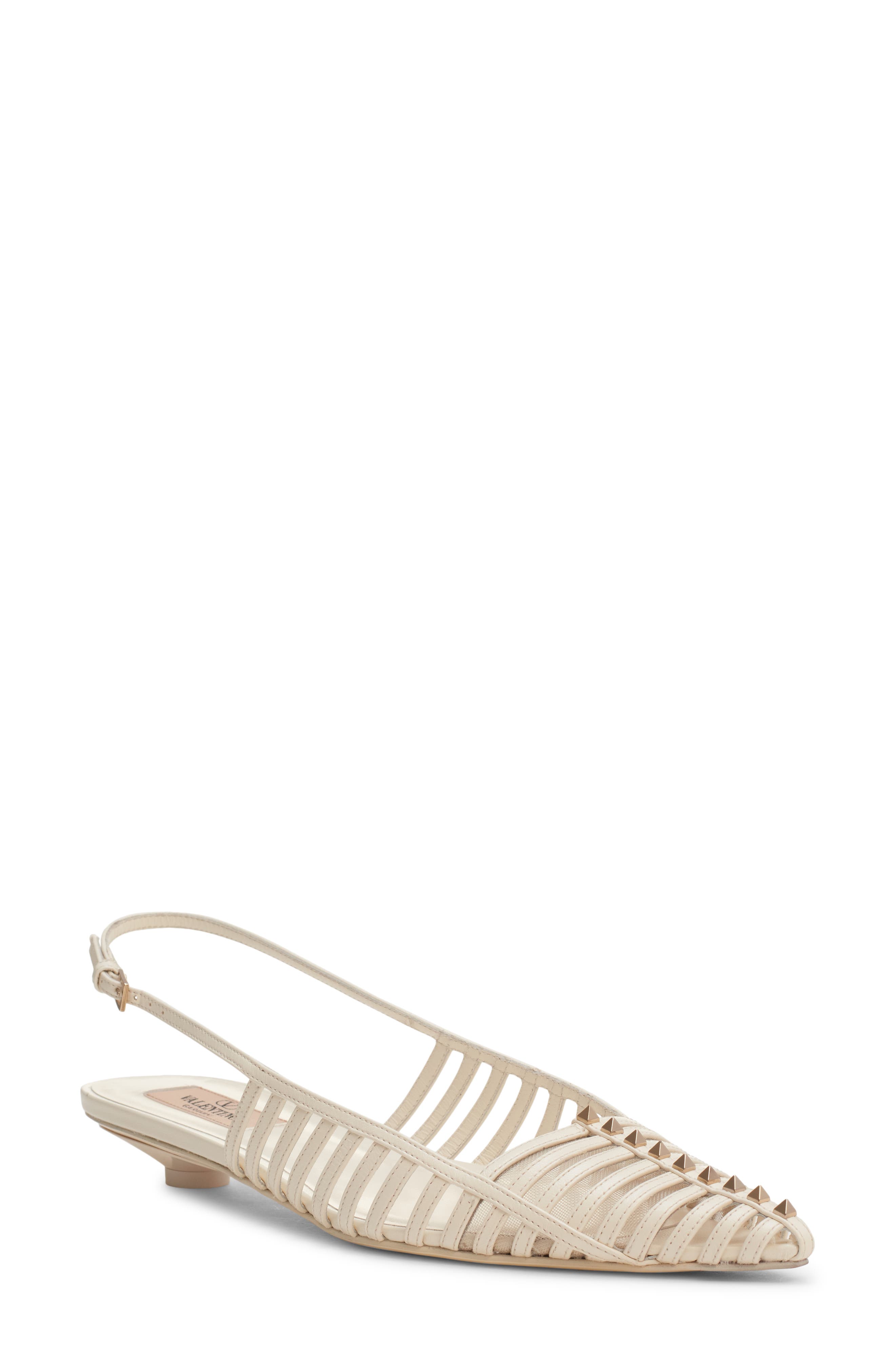 Valentino Garavani Rockstud Wispy Pointed Toe Slingback Flat, Main, color, 