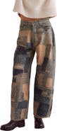 Free People Illusions Patchwork Barrel Leg Jeans