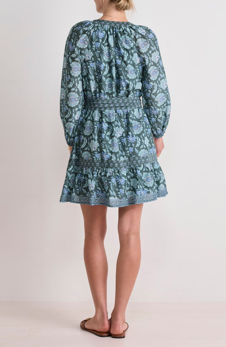 vineyard vines Print Tie Waist Long Sleeve Dress, Alternate, color, Edie Floral Balsam