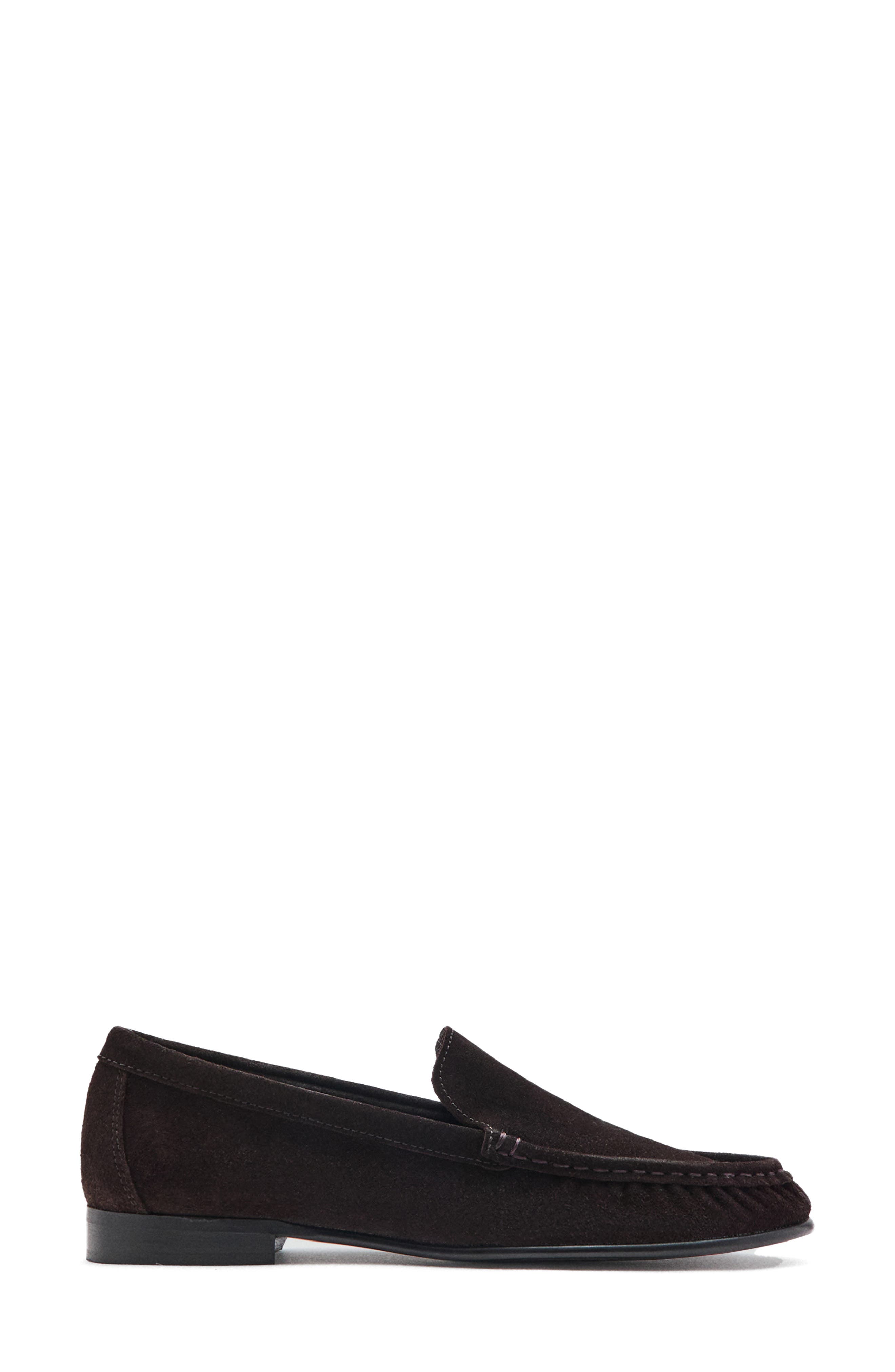 MANGO Gathered Suede Loafer, Alternate, color, Chocolate