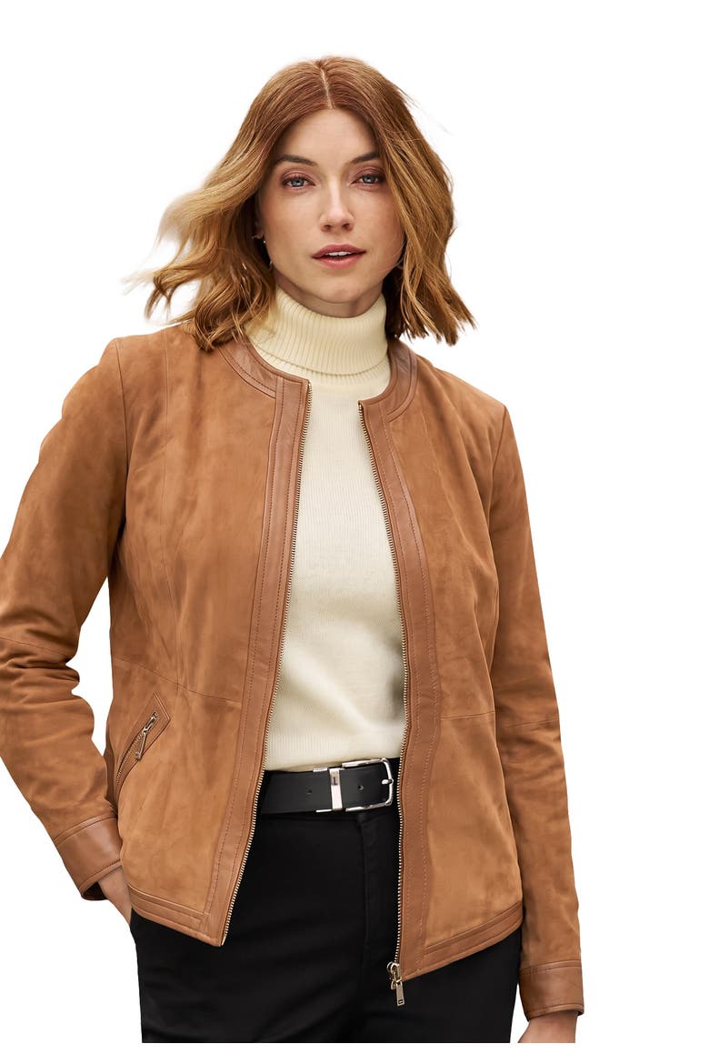 Suede Lady Jacket, Main, color, COGNAC